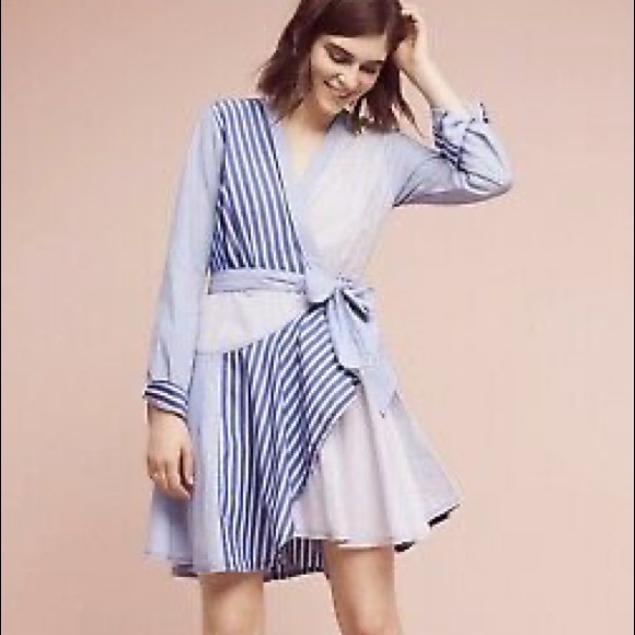 Maeve Dresses & Skirts - Maeve Blue Striped Shirt Dress